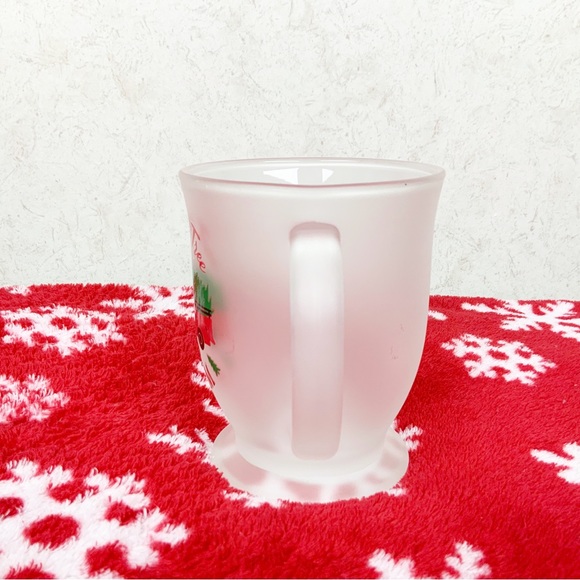 Christmas Tree Farm Frosted Coffee Mug Red Truck Holiday Snowflakes - Picture 4 of 6